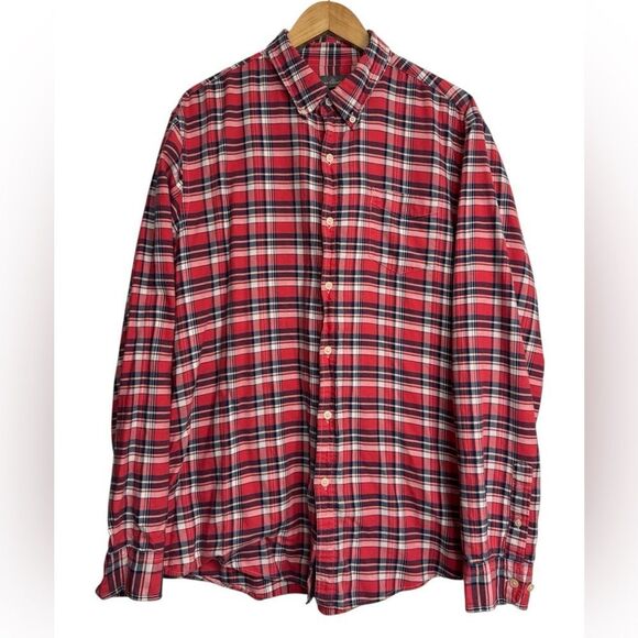 LL Bean Signature Plaid Flannel Shirt Mens Large Tall Cotton - Picture 1 of 8